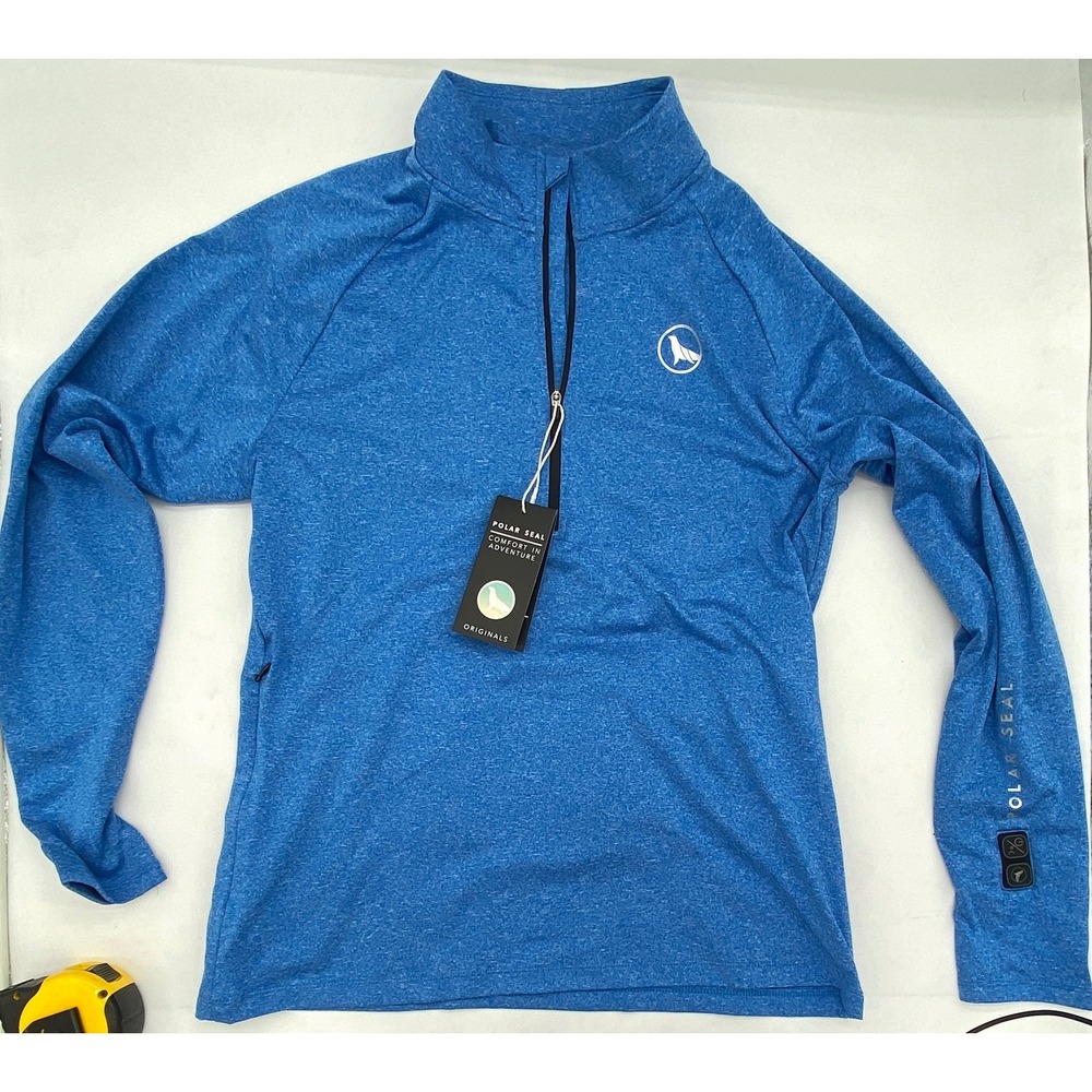 Polar Seal W NWT Heated Quarter Zip Pullover Blue Heather Long Sleeve Top Large